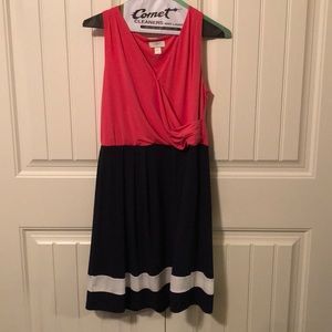 Pink and Navy Ann Taylor Loft sleeveless dress